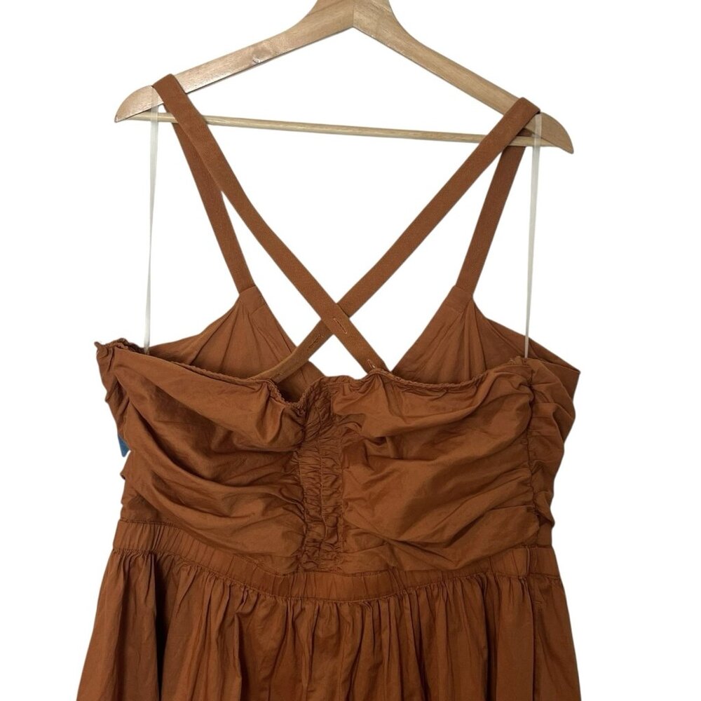 Lane Bryant Gathered Bodice Fit & Flare Midi Dress Size 20 Adobe Caramel Spiced - Picture 5 of 10